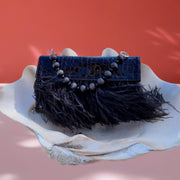 Asha Feather Clutch Bag In Choc Croc