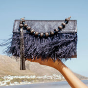 Asha Feather Clutch Bag In Starlight