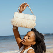 Asha Feather Clutch Bag In Desert