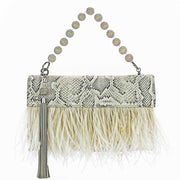 Asha Feather Clutch Bag In Desert