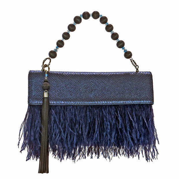 Asha Feather Clutch Bag In Starlight