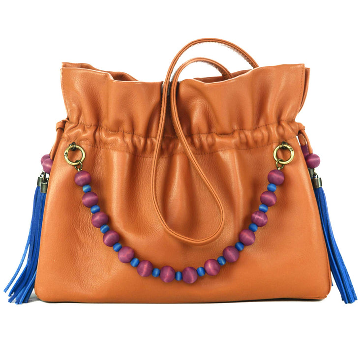 Zahara Medium Ruffle Shopper In Tangerine