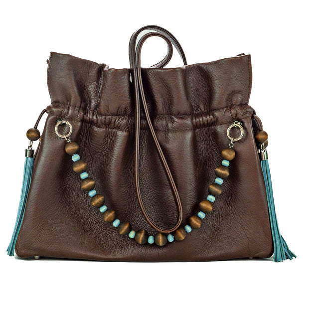 Zahara Medium Ruffle Shopper In Pecan