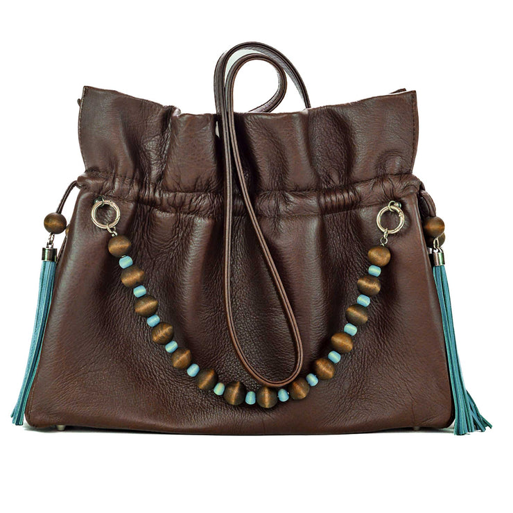 Zahara Medium Ruffle Shopper In Pecan