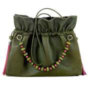 Zahara Medium Ruffle Shopper In Basil