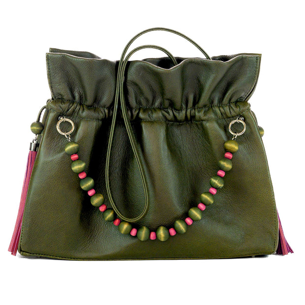 Zahara Medium Ruffle Shopper In Basil