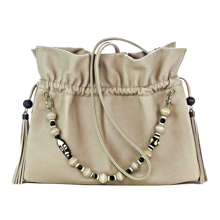 Zahara Medium Ruffle Shopper In Sand