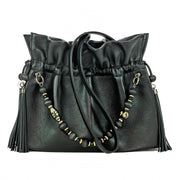 Zahara Medium Ruffle Shopper In Onyx