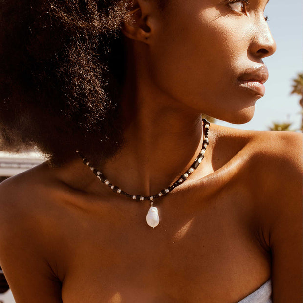Lali Pearl and Batik Bead Necklace