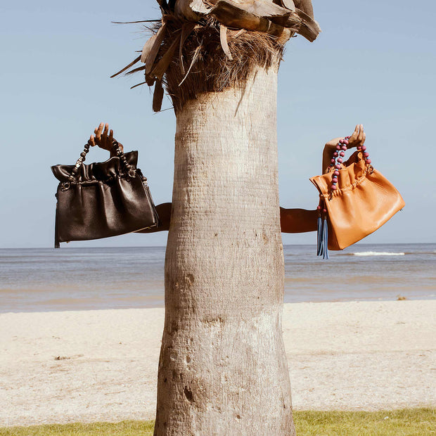 Zahara Medium Ruffle Shopper In Onyx