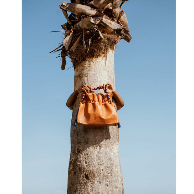 Zahara Medium Ruffle Shopper In Tangerine